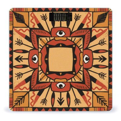 Boho Mandala Scale for Body Weight Safe Rounded Corners Tempered Glass Digital Bathroom Scale LED Display 400lb Capacity Weight Scales with High Precision Sensors