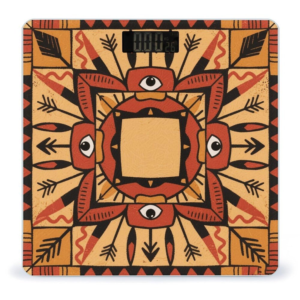 Boho Mandala Scale for Body Weight Safe Rounded Corners Tempered Glass Digital Bathroom Scale LED Display 400lb Capacity Weight Scales with High Precision Sensors