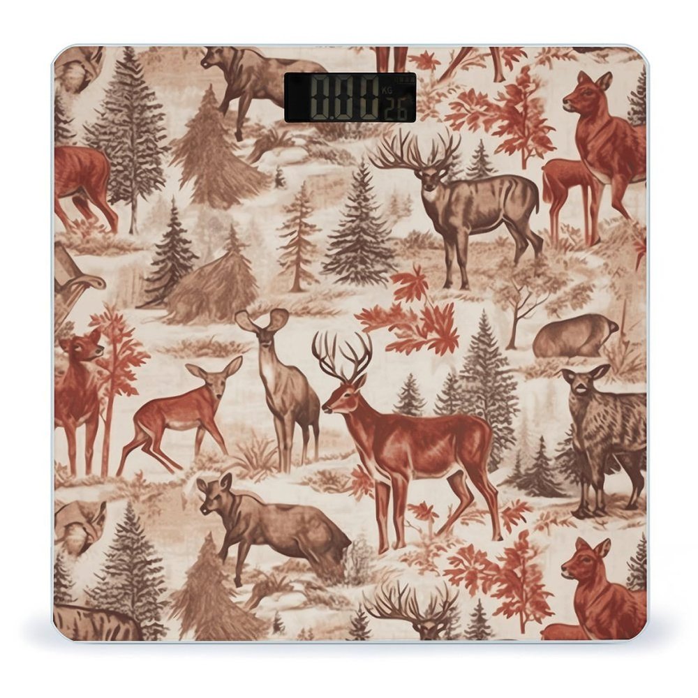 Animal Wilderness Bear Deer Scale for Body Weight Safe Rounded Corners Tempered Glass Digital Bathroom Scale LED Display 400lb Capacity Weight Scales with High Precision Sensors