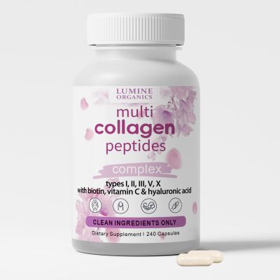1PCSLumine Organics Collagen,Lumine Organics Collagen Peptides,240 Capsules