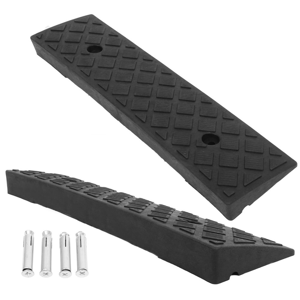 HOMOCONO 2pcs Black Plastic Car Wheel Ramps 50x13x4cm Threshold Ramps for Driveway Curb, Home Doorway Access, Non-Slip Surface for Wheelchair and Vehicle Loading