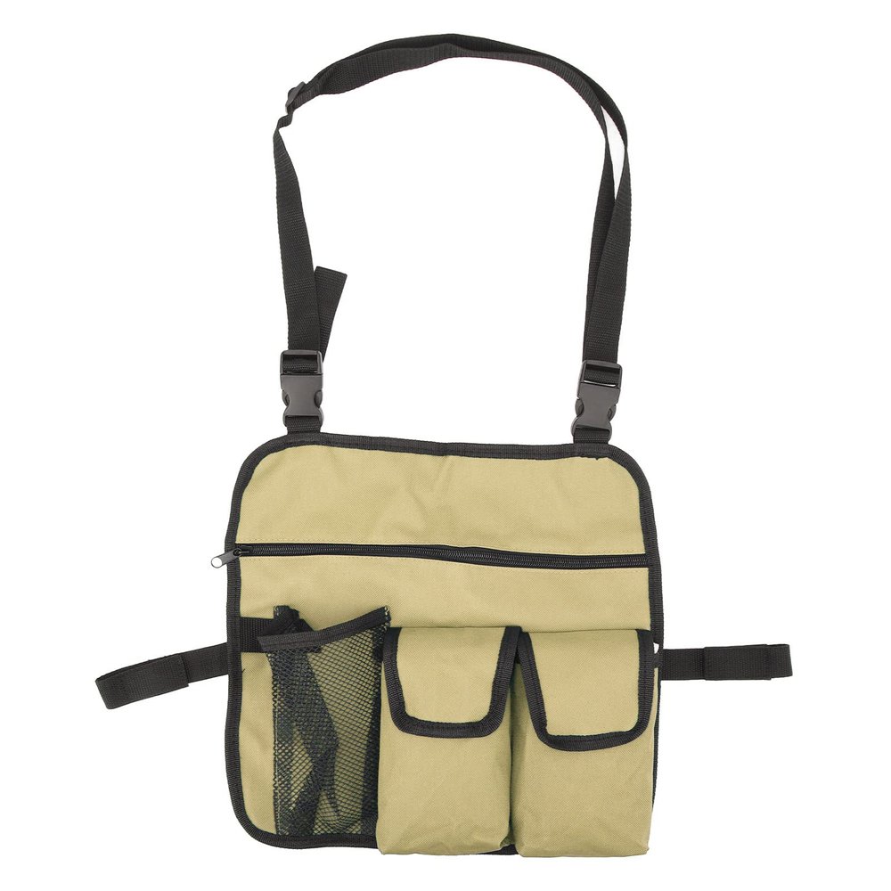 ZZIOLYTHICTRADING Beach Chair Armrest Bag, Outdoor Chair Organizer with Multi Pockets, 600D Oxford Cloth Hanging Storage Tote for Camping Fishing Recliner Wheelchair (Khaki)