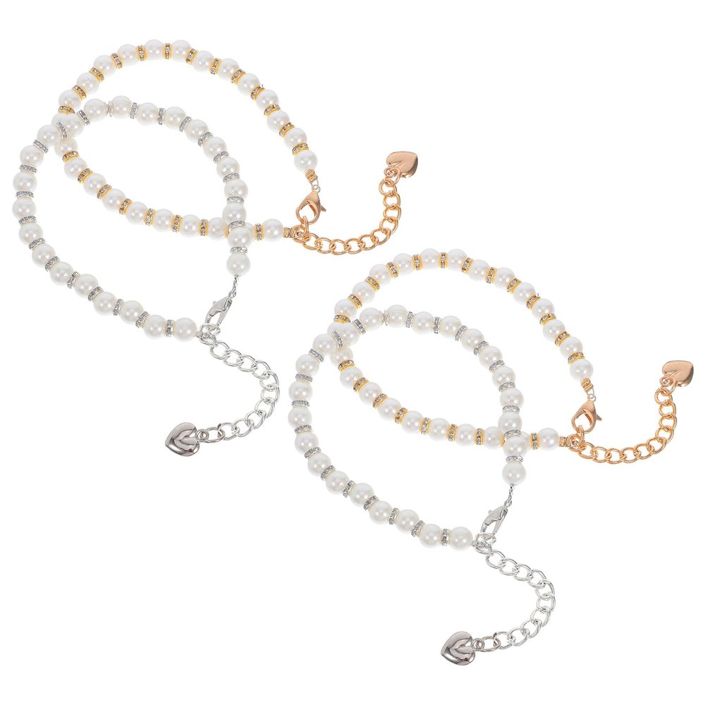 AKOOSY 2 Pairs Pearl Beaded High Heel Shoe Straps Anti-slip Heel Bands Decorative Shoe Accessories for Pumps and Sandals, Detachable Back Straps for Women