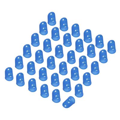 PATIKIL 36Pcs Finger Tip Covers Cots, Large Silicone Finger Protectors Gloves Breathable Reusable Fingertip Caps for Hand Sewing Page Turning Guitar Playing, Dark Blue
