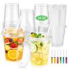 30 Sets 34 oz Drink Buckets with Lids and Straws, Disposable Clear Plastic Party Cups with Handles for Rum, Iced Coffee, Smoothies, Milkshakes, Sturdy Beverage Tubs for Pool Beach and Outdoor Parties view 1