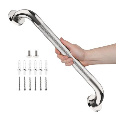 Chrome Bathroom Grab Bars 20 Inch, iHansee Anti Slip Grab Bar w/Knurled Grip, Stainless Steel Safety Handle for Bathtub, Wall Mounted Balance Support Handrail, Handicap Shower Bars for Senior Elderly