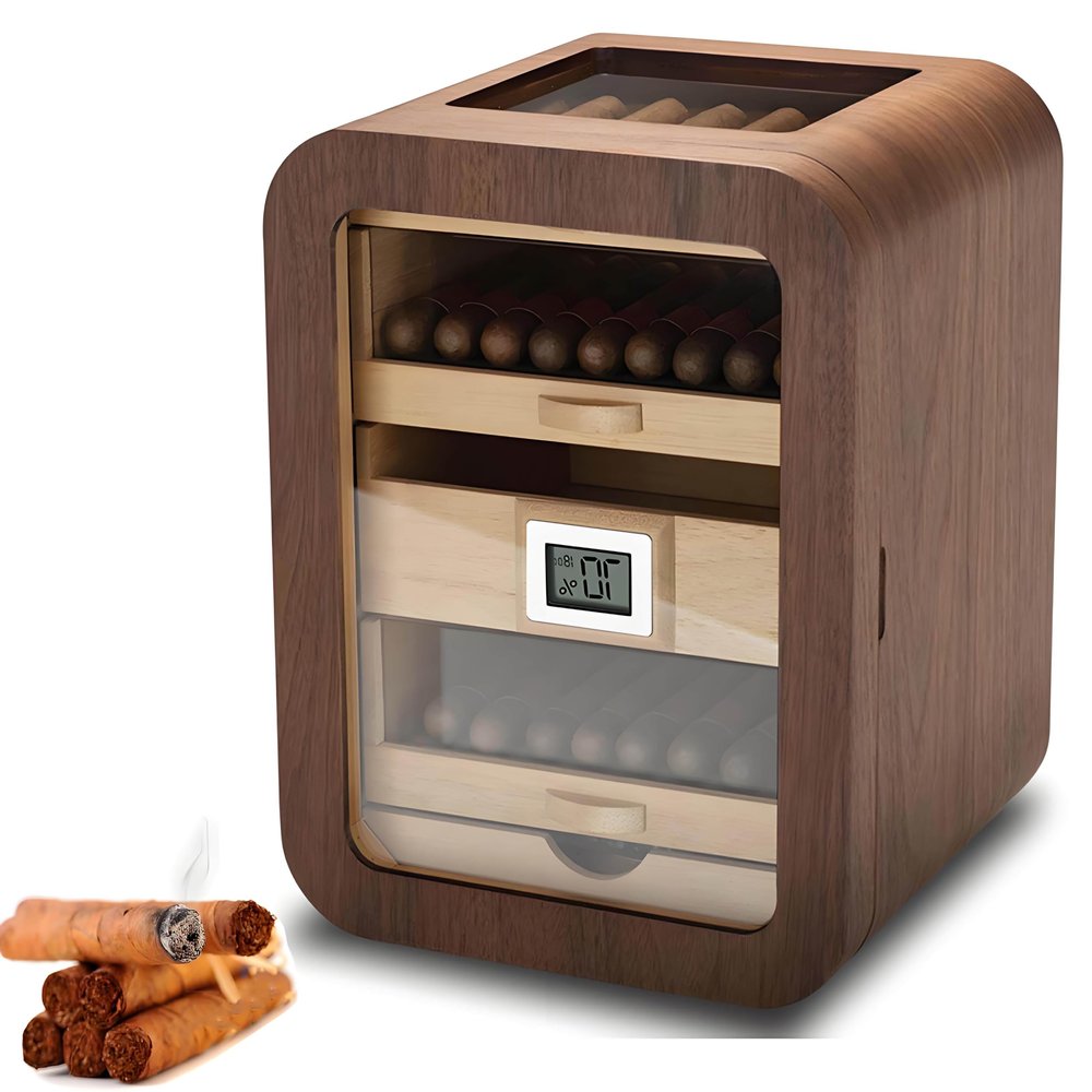 110 Cigar Electric Humidor Cabinet with Smart Control, Digital Thermometer & Lock, Maintains Optimal RH & Temperature for Cigar Preservation, Ideal for Enthusiasts