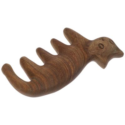 HEANUJJ Green Sandalwood Cat-Shaped Scalp Comb Wooden Massage Tool for Head and Body Acupoint Therapy Stress Relief Hair Massager for Home Use