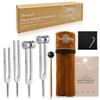 Pure Aether Tuning Forks Set for Sound Therapy and Meditation - Premium 4-Piece Weighted (128Hz, 136.1Hz) & Unweighted (432Hz, 528Hz) Kit with Ritual Guidebook - Vibrational Instruments for Yoga view 1