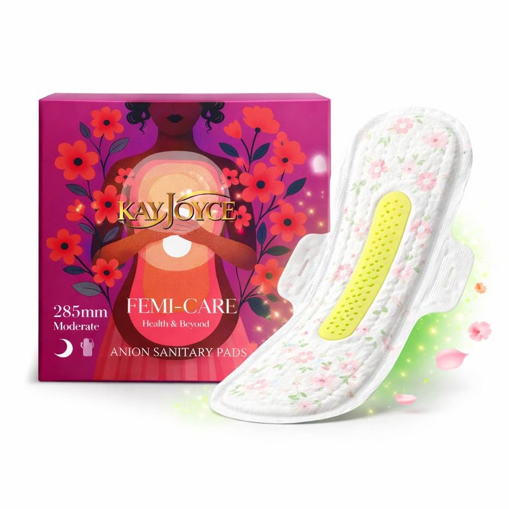 3 Boxes KayJoyce FEMI-Care Anion Sanitary Pad, Moderate Flow, 285mm, 12 Count, with Odor Reduction and Breathable Comfort