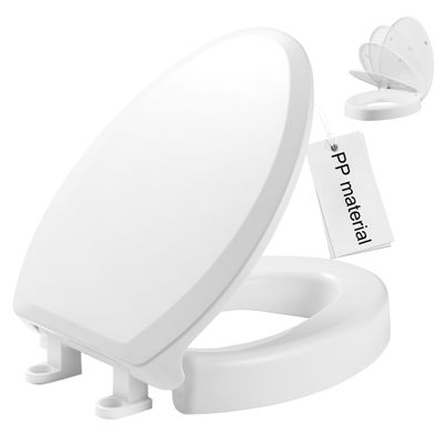 Angol Shiold 3 Inch Raised Toilet Seat, Elongated Toilet Seat Cover with Slow Close Lid, Non-Slip Stable Elevated Toilet Seat,White