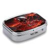 Lava Metal Skull Pill Case Square Travel Pill Organizer Portable Small Pill Box 2 Compartments Metal Medicine Box Sealed Pill Container Vitamins Medicine Organizer view 3