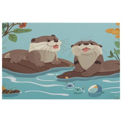 Otters Front Door Mat Waterproof Welcome Mats Absorbent Non-Slip Doormat Heavy Duty Entryway Rug Indoor Area Rug Low Profile Bath Mat for Home Outside Entrance 23.6"x15.7"