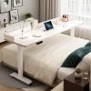 XHDZSM Electric Overbed Table with Drawers & Baffle, Adjustable Height 29.5-40.5". Rolling Laptop Desk - Solid Wood Mobile Computer Table with Swivel Wheels for Bedroom, Living R White 51.1" (Baffle) view 1