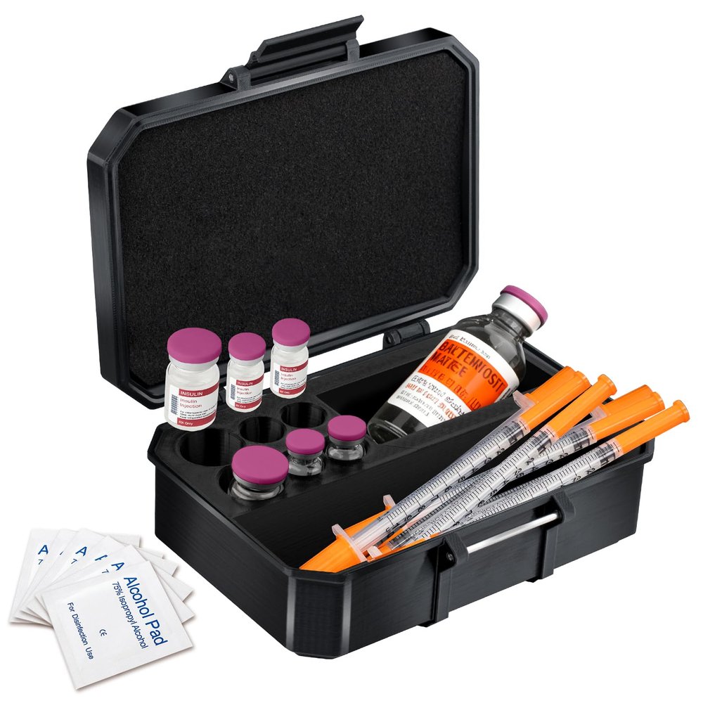 3/10/30 ml Peptide Case for Fridge, Room for Syringes and Skin Prep Wipes, Vial Holder, lid is Lined Ultra-Thick Sponge, Vial Storage Case Suitable for Fridge and Freezer