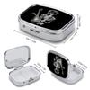 Abstract X-ray Skull Skeleton Playing Guitar Pill Case 2 Compartment Metal Small Pill Box Travel Pill Organizer Portable Medicine Container Mini Daily Medication Holder for Vitamin Container Fish Oil view 2