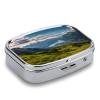 Switzerland Alps Pill Case 2 Compartment Metal Small Pill Box Travel Pill Organizer Portable Medicine Container Mini Daily Medication Holder for Vitamin Container Fish Oil view 3