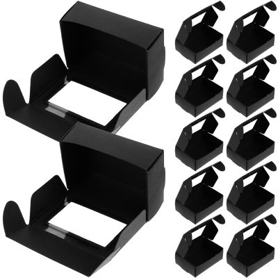 VILLCASE 50pcs Black Window Paper Boxes Cookie Holders Candy Packaging Mini Storage Boxes 856030mm for Party Baking and Homemade Soap Wrapping