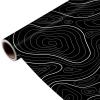 Liobelon Abstract Topographic Map Wrapping Paper Roll, Black and White Minimalist Gift Wrap, Geometric Contour Design for Birthday Gifts, Graduation Gifts, Men, Women - 17 in x 16.4 ft (BLACK) view 1