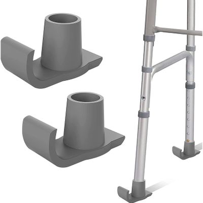 dPois Walker Glide Skis, Universal Fit Walkers ski Glides, Heavy Duty Rubber Walkers Glides Walker Feet Replacement 2Pcs Grey One Size