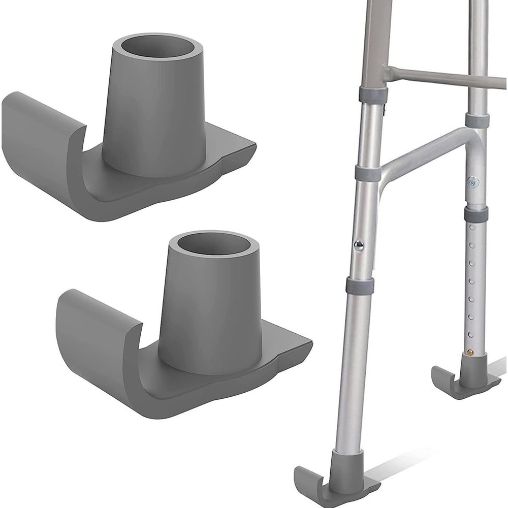dPois Walker Glide Skis, Universal Fit Walkers ski Glides, Heavy Duty Rubber Walkers Glides Walker Feet Replacement 2Pcs Grey One Size