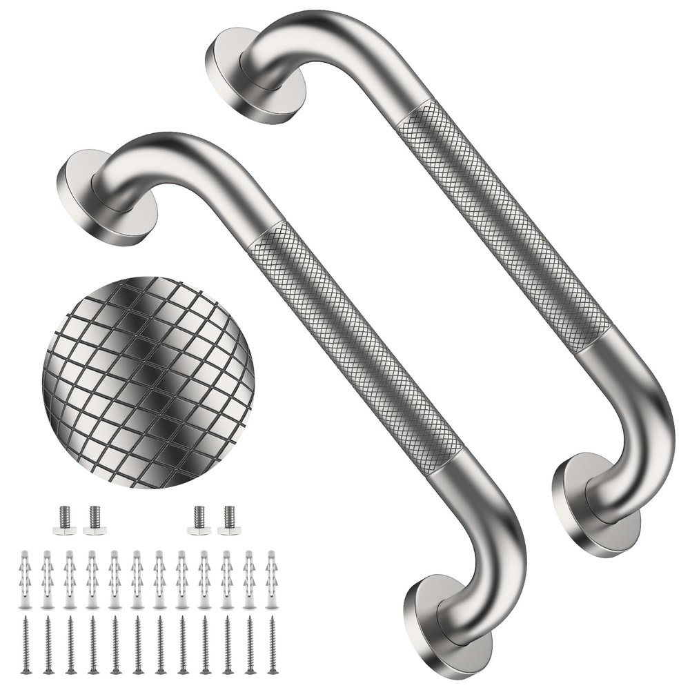 12 Inch Anti Slip Shower Grab Bar,YuanDe Brushed Nickel Bath Grab Bar