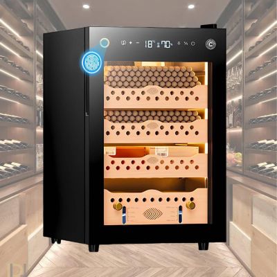 Advanced Smart Cigar Humidor 60l with Fingerprint Lock and Wifi Monitoring, Electric 200 Count Cabinet, Temperature Humidity Regulation, Cedar Interior(Basket)