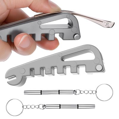 1PCS Eyeglass Frame Adjustment Tool with 2PCS 3-in-1 Screwdriver Kit, Eyeglass Repair Kit Glasses Tightener Professional Frame Bender for Temple Arm & Nose Pad Adjusting, DIY Glasses Repair Tightening