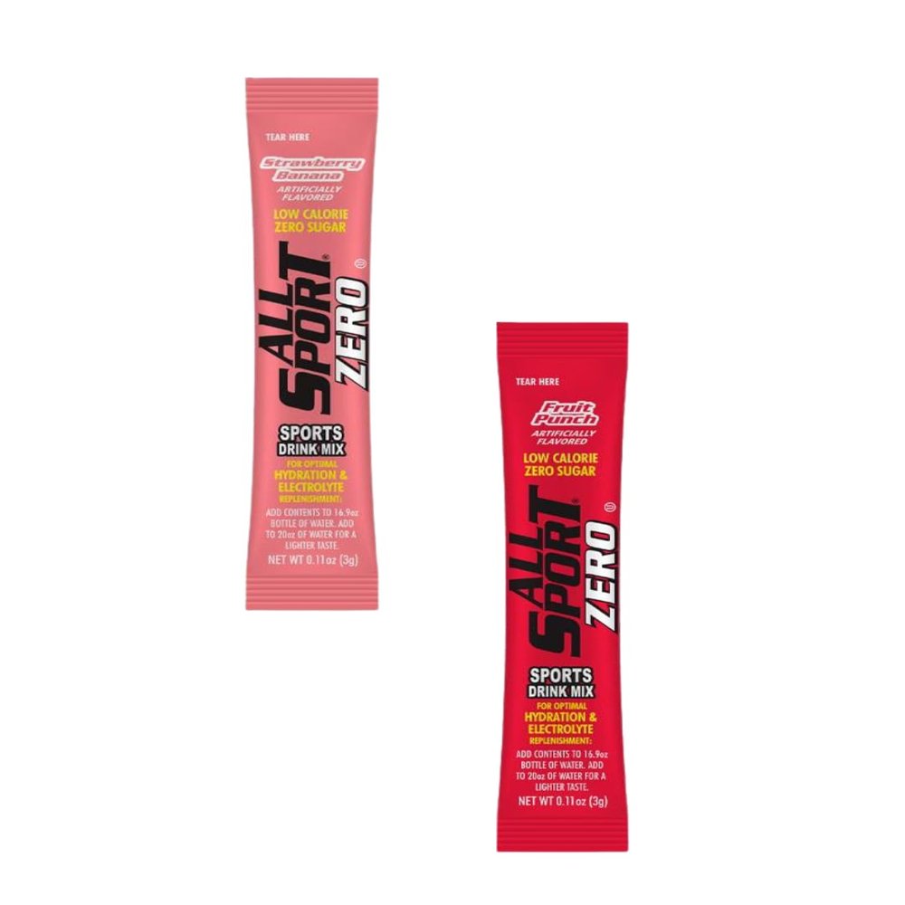 All Sport Zero Powder Sticks Variety Pack, Fruit Punch & Strawberry Banana, 2 Boxes, 50 Sticks Each