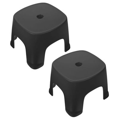 DEARMAMY 2pcs Non-Slip Small Foot Stool Step for and Adults, Black Plastic Household Bathroom Toilet Training Step Stool for Daily Use