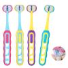 HJZHII 4pcs Toddler Toothbrush, Soft Bristles 3 Sided Toothbrush Infant Training Tooth Brush Easy Grip Handle & Complete Care Comfortable for Sensitive Gums for Ages 1-12 Years 4 Fun Colors view 1