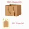 Treelement 20 Pack 10x10x10 inch Large Brown Cube Gift Bags with Gift Tags view 4