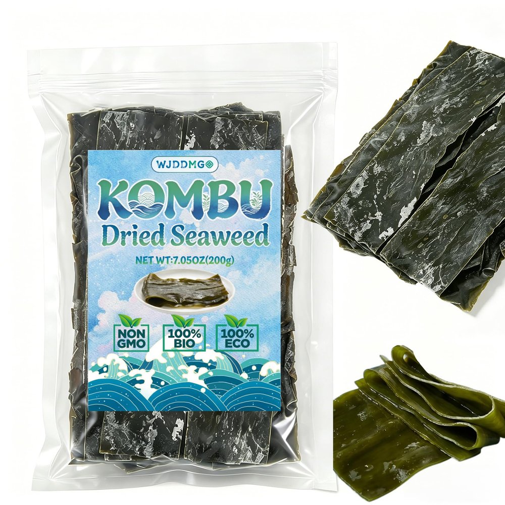 Premium Kombu, 7.05oz Dried Kelp from Hokkaido Japan, No Additives Sun-Dried Seaweed, for Japanese cuisine Seaweed Salad Dashi Stock Miso Soup Rice Seasoning.