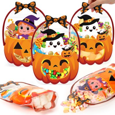 Fuutreo 50 Pcs Halloween Treat Bags with Handles, Witch Plastic