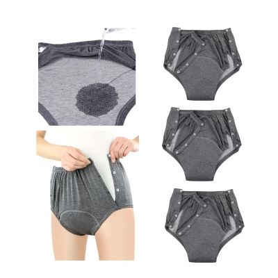 Men's Incontinence Underwear, Leak Proof Washable Reusable Cotton Brief for Men, Heavy Flow Bladder Leak 3 Pack