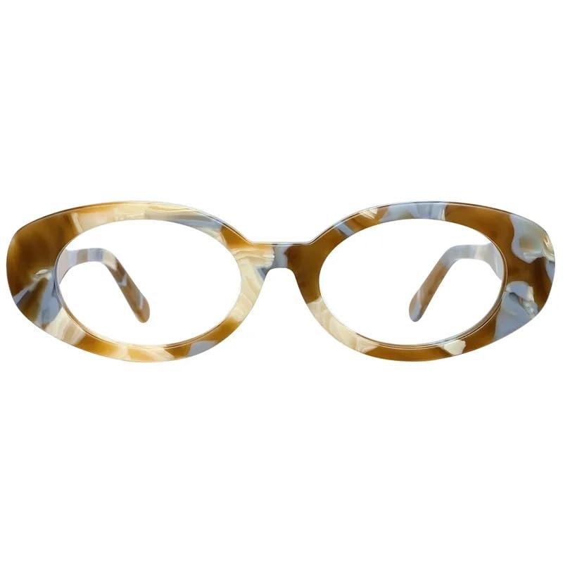 FYTOO Retro Oval Tortoiseshell Blue Light Blocking Glasses, Acetate Frame Anti Eyestrain Computer Gaming Glasses for Women Men