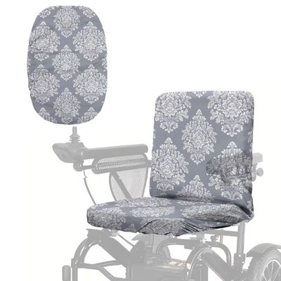 Fiqyvagox Leaf Print White Gray Mobility Scooter Seat Cover Dustproof Elastic Hem Electric & Mobility Scooters Seat Protector with Adjustable Buckle Strap(3518inch)