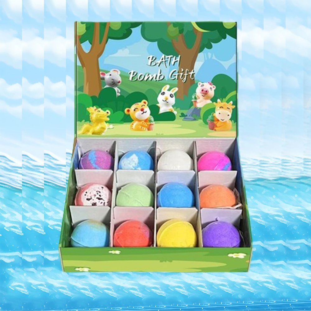 Easter Bath Bombs with Surprise Toys Inside, 12-Pack Kids Color Changing Bath Fizzies, Natural Sea Salt Bubble Bath Bombs - Easter Basket Stuffers for Girls Boys (Plant)