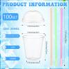 Singhoow 100 Sets 12 oz Clear Slushie Cups with Dome Lids and Snow Cone Spoon Straws, Disposable Smoothie Cold Drinking Cups for Parfait Party Iced Coffee Juice Milkshake view 2