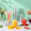 Singhoow 100 Sets 12 oz Clear Slushie Cups with Dome Lids and Snow Cone Spoon Straws, Disposable Smoothie Cold Drinking Cups for Parfait Party Iced Coffee Juice Milkshake view 4