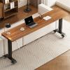 XHDZSM Electric Overbed Table with Outlet, Manual/Electric - 24.8-38.5" Adjustable Height Solid Wood Rolling Laptop Desk for Bed, Recliner, Hospital, Home Office Manual - Walnut 86.6x15.7 view 1