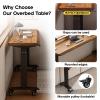 XHDZSM Electric Overbed Table with Outlet, Manual/Electric - 24.8-38.5" Adjustable Height Solid Wood Rolling Laptop Desk for Bed, Recliner, Hospital, Home Office Manual - Walnut 86.6x15.7 view 3