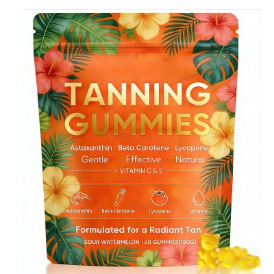 Saphily Skin Tanning Gummies, with Astaxanthin, Beta-Carotene, Lycopene & Vitamins, Radiant Healthy Skin, for a Natural, Golden Tan from Within, No Sun Required, 60 Count (1pc)