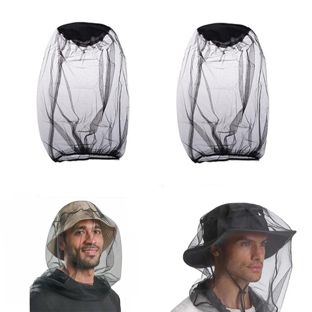 Mosquito Head Nets Mesh,Face Neck Fly Netting Hood,Bug Protection Extra Fine Holes for Camping,Fishing,Outdoor Activity (Black)