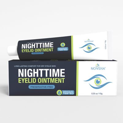 NOVEHA NIGHTTIME Eyelid Ointment Night Gel For Dry Eye Relief | Long Lasting Moisturizer Preservative Free | Moisturizing Cream for Night, External Use Only | 0.35 Oz / 10 gr