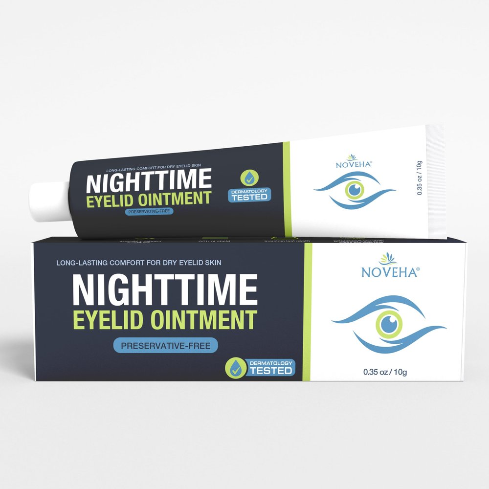 NOVEHA NIGHTTIME Eyelid Ointment Night Gel For Dry Eye Relief | Long Lasting Moisturizer Preservative Free | Moisturizing Cream for Night, External Use Only | 0.35 Oz / 10 gr