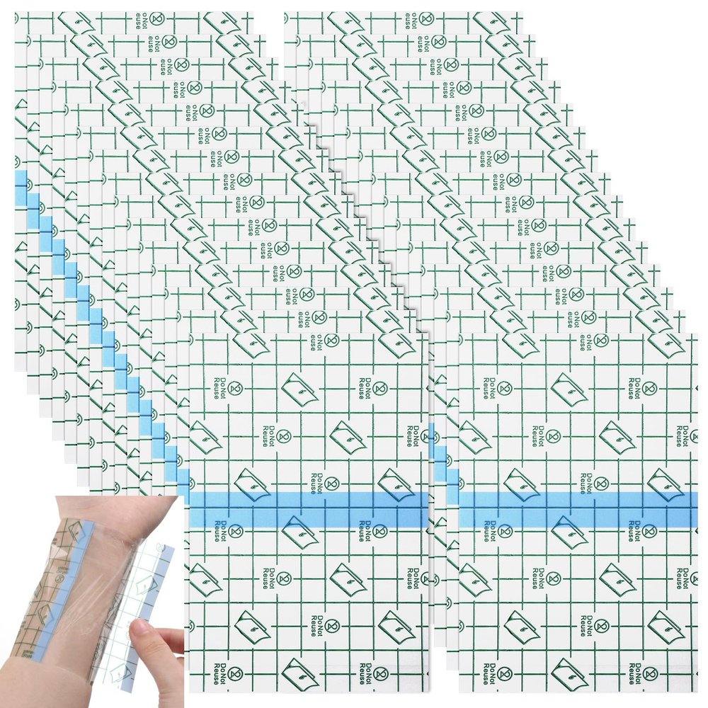 30 PCS Shower Waterproof Patch 15 X 10cm Transparent Stretch Adhesive Bandage Waterproof Shower Protector Cover Protective Shower Film Wrap Tattoo Cover Patch for Bath Swimming