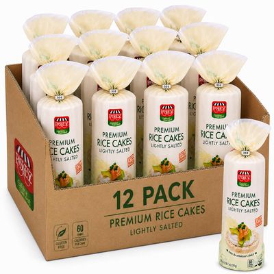 Only Kosher Candy Premium Rice Cakes Lightly Salted - Whole Grain, Gluten Free, Non-GMO, Low Calorie Healthy Snack - 60 Calories Per Cake - Round Thick Rice Cakes (Pack of 12)
