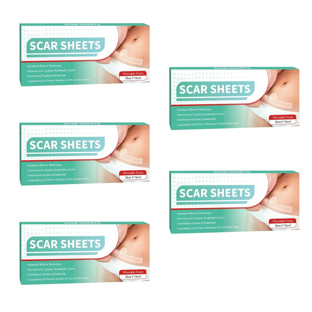 Silicone Scar Sheets(5BOX-25PCS),Silicone Scar Tape,Silicone Scar Removal Strips for Surgical,C-Section,Tummy Tuck,Keloid Scars Keloid Bump Removal