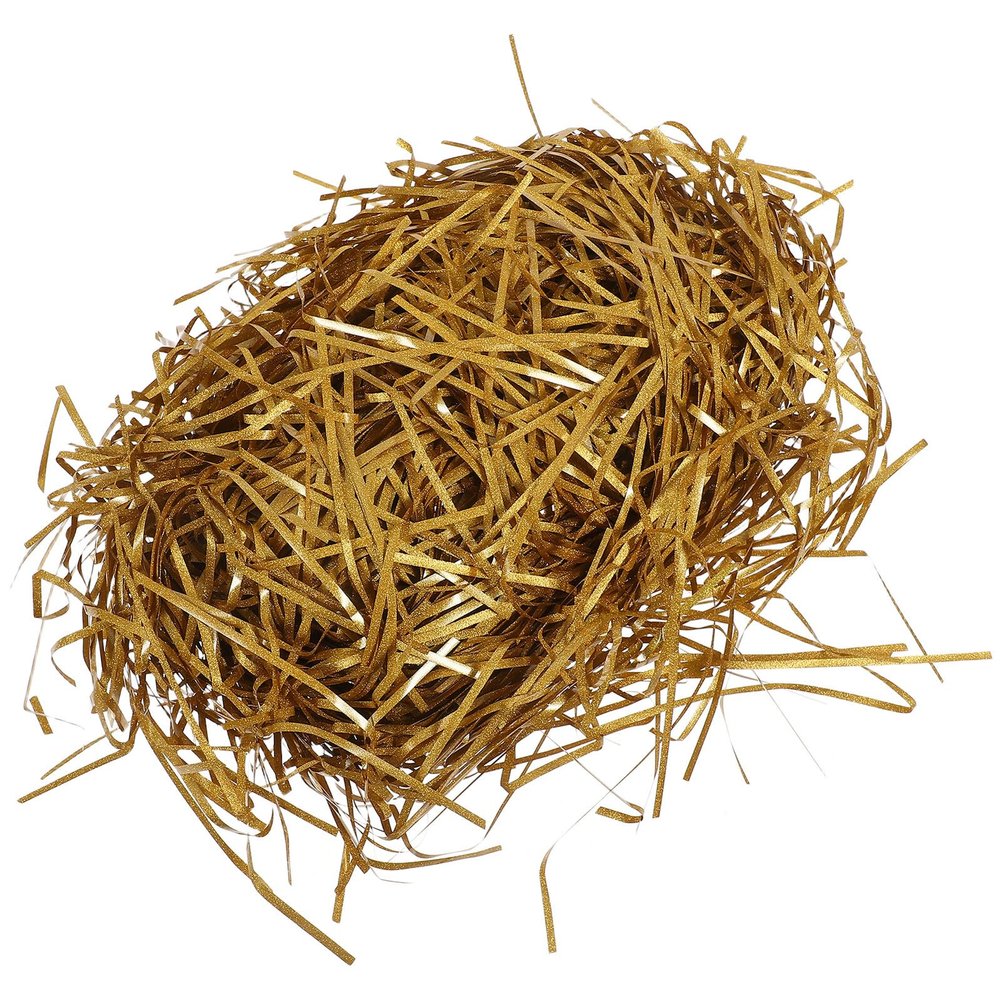 Ciieeo Gold Raffia Paper Shred 100g Crinkle Cut Tissue Paper Basket Filler and Present Box Stuffing Decorative Packing Grass Cushion for Wrapping and Craft Supplies